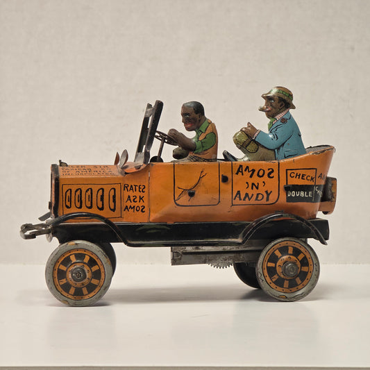 Antique Louis Marx Amos ’n’ Andy Fresh Air Taxi Cab tin lithographed wind-up jalopy toy

