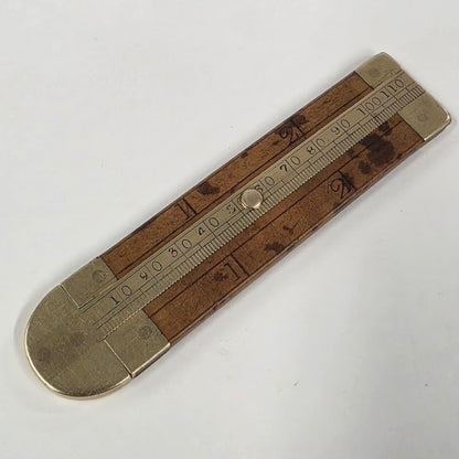 Antique Boxwood Caliper Rule – Primitive Brass Measuring Tool
