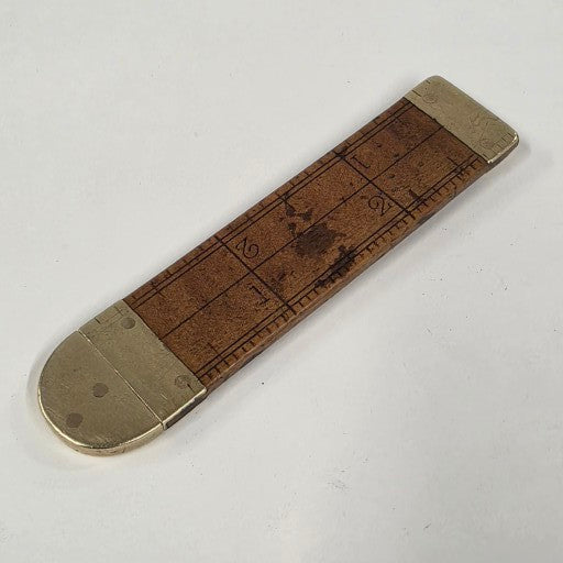 Antique Boxwood Caliper Rule – Primitive Brass Measuring Tool