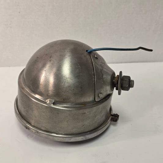 Vintage Perlux 200T stainless steel industrial spotlight with railway character.