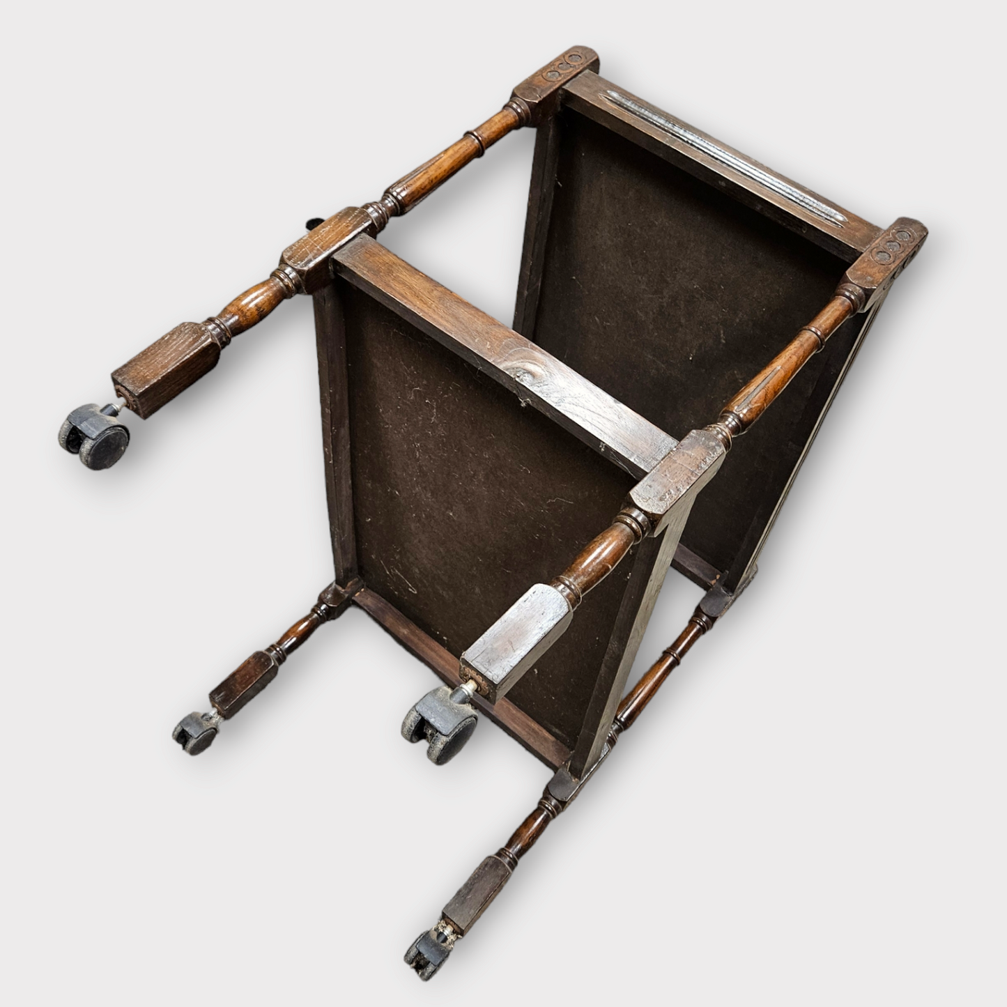 Antique wooden rolling serving table 