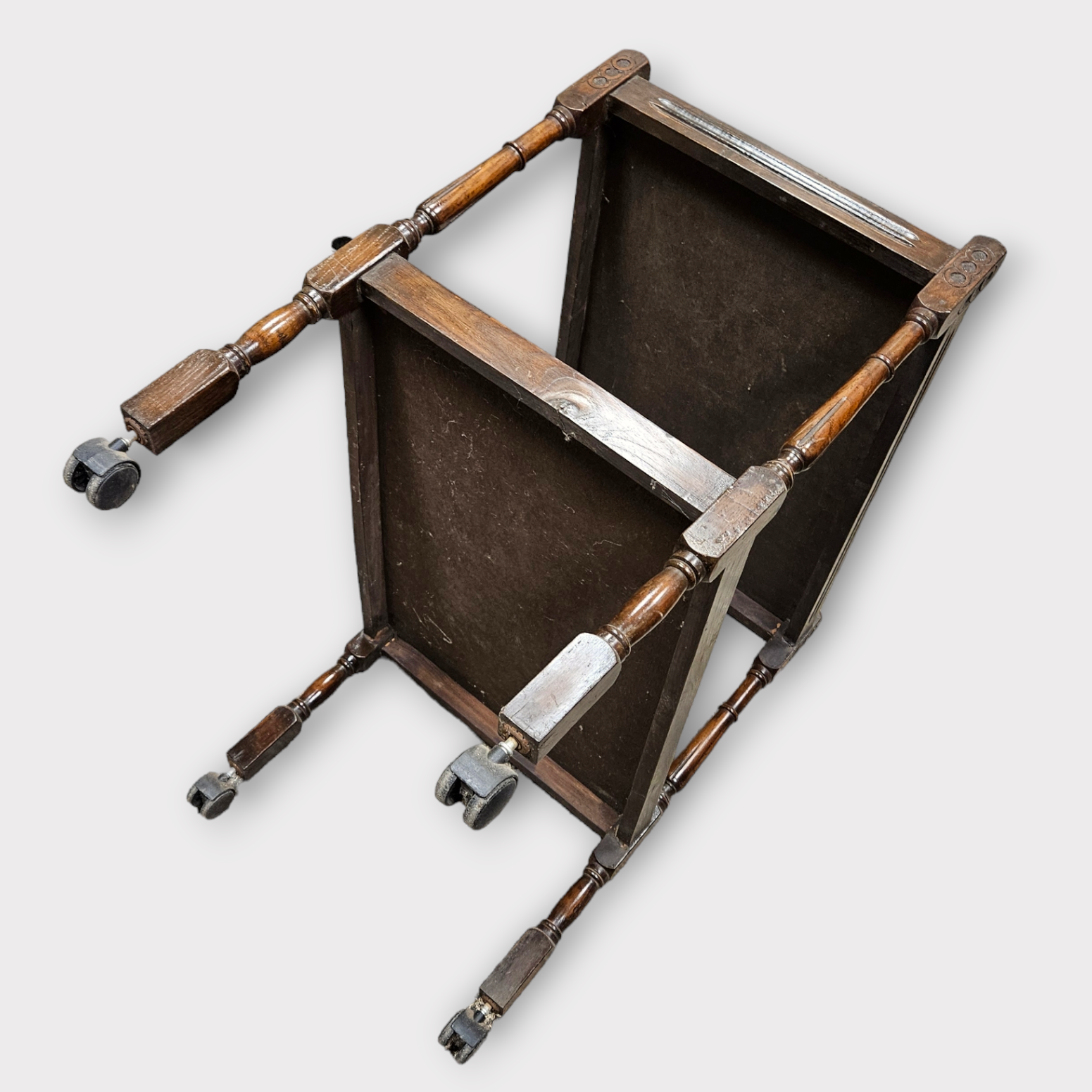 Antique wooden rolling serving table 