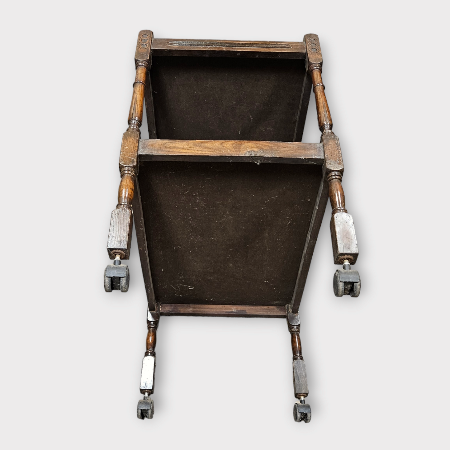 Antique wooden rolling serving table 