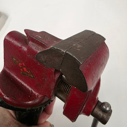 Antique Brink & Cotton jewelers vise with swivel base and mini anvil