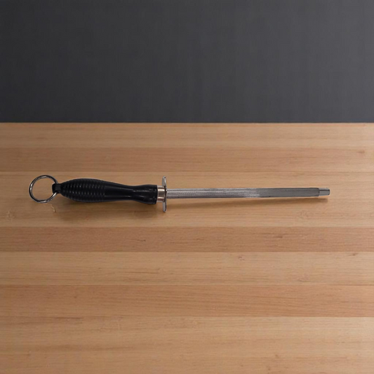 Black Handled Butcher/Chef Knife 8" Sharpener