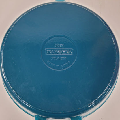 Vintage Blue Tramontina Enameled Cast Iron 12 Inch Fry Pan 