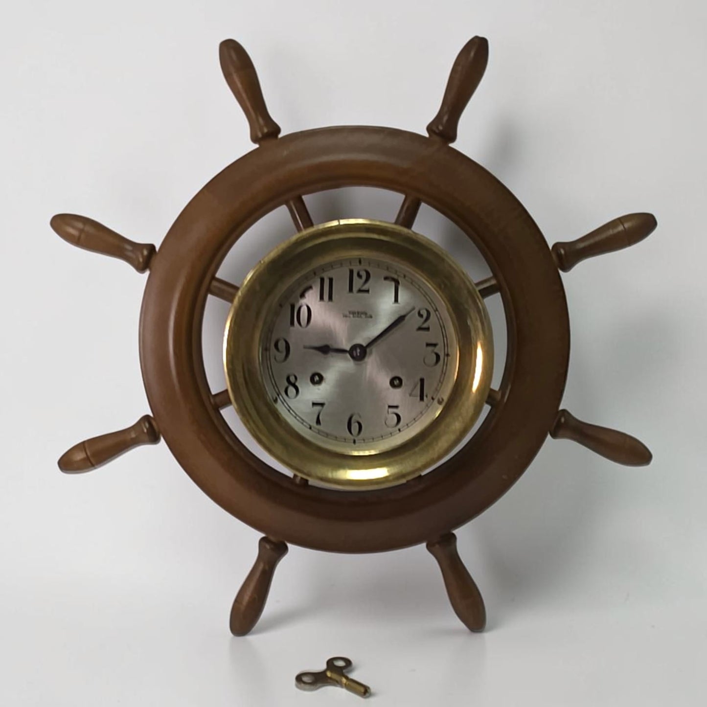 Wuersch Fall River MA Ship’s Bell Clock Solid Brass German Movement 17”