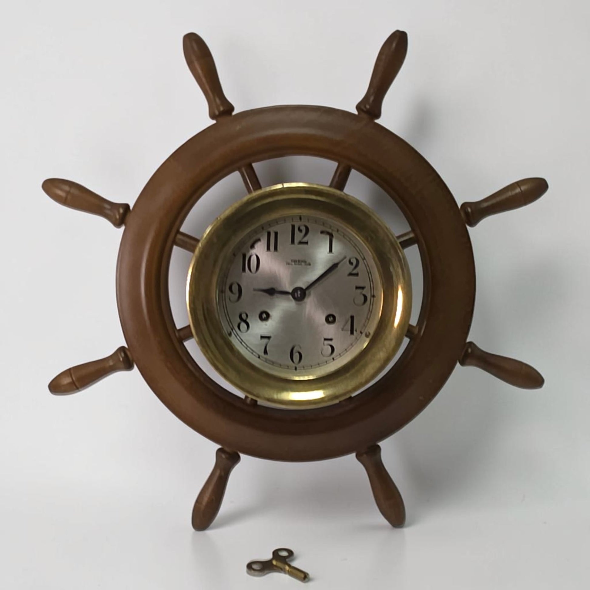 Wuersch Fall River MA Ship’s Bell Clock Solid Brass German Movement 17”