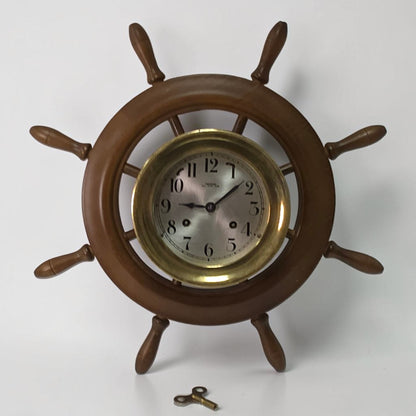 Wuersch Fall River MA Ship’s Bell Clock Solid Brass German Movement 17”