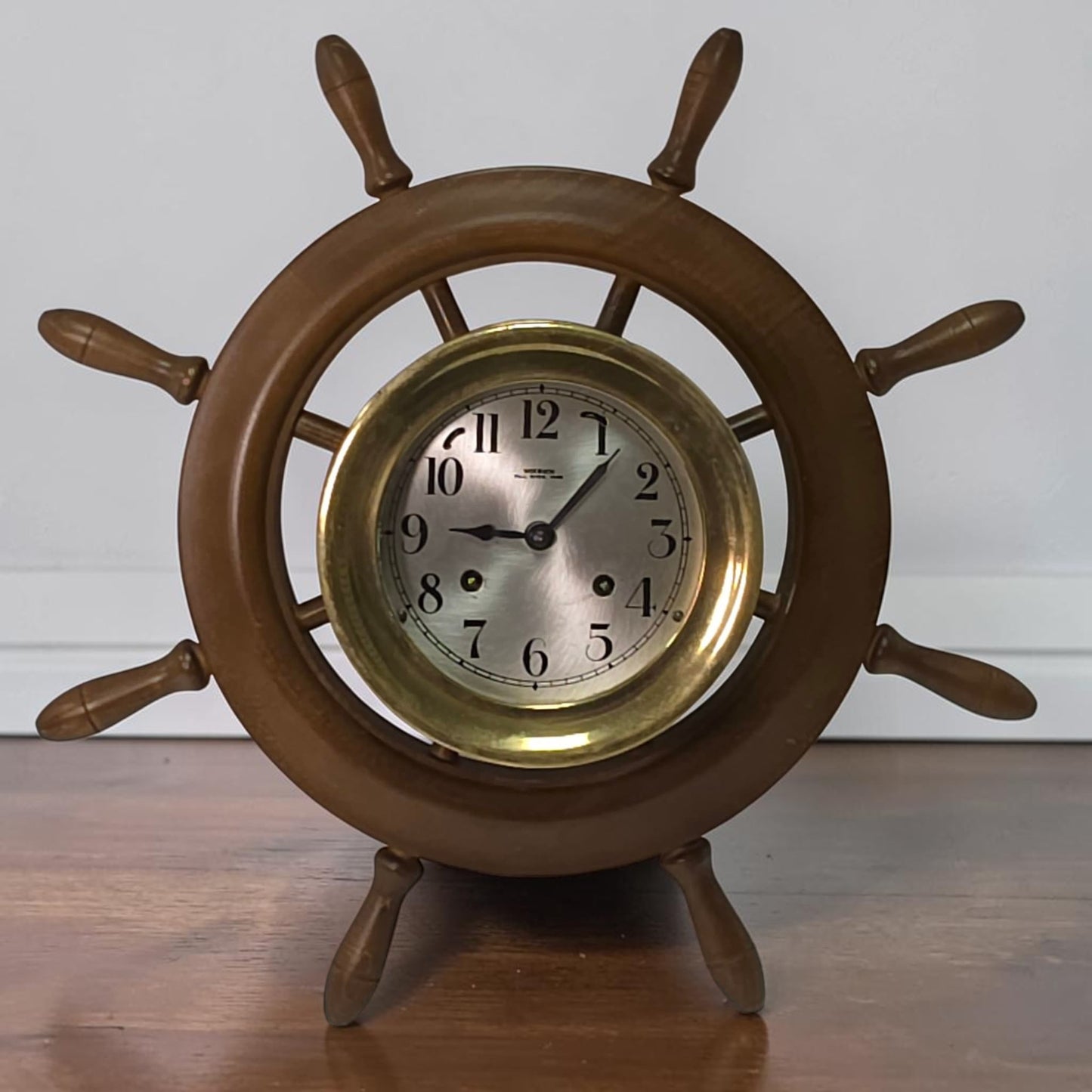Wuersch Fall River MA Ship’s Bell Clock Solid Brass German Movement 17”