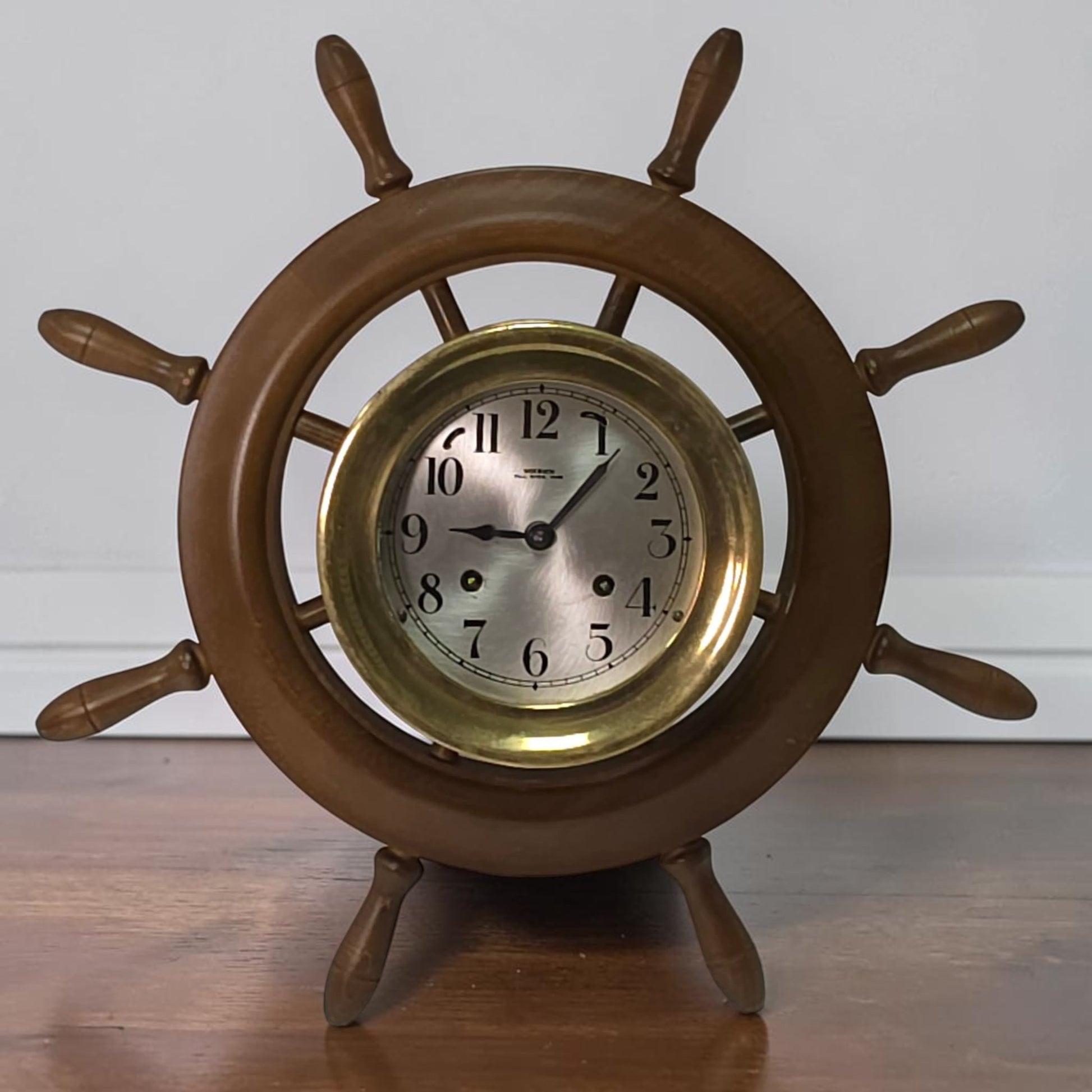 Wuersch Fall River MA Ship’s Bell Clock Solid Brass German Movement 17”