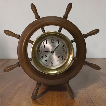 Wuersch Fall River MA Ship’s Bell Clock Solid Brass German Movement 17”