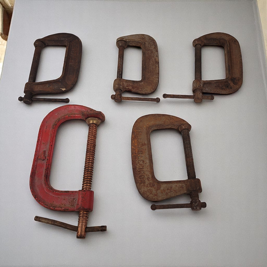 Lot Of 5 Vintage C-Clamps 3.5" And 4"