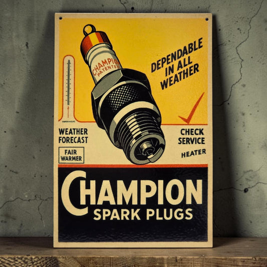 retro Champion garage sign
