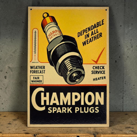 retro Champion garage sign