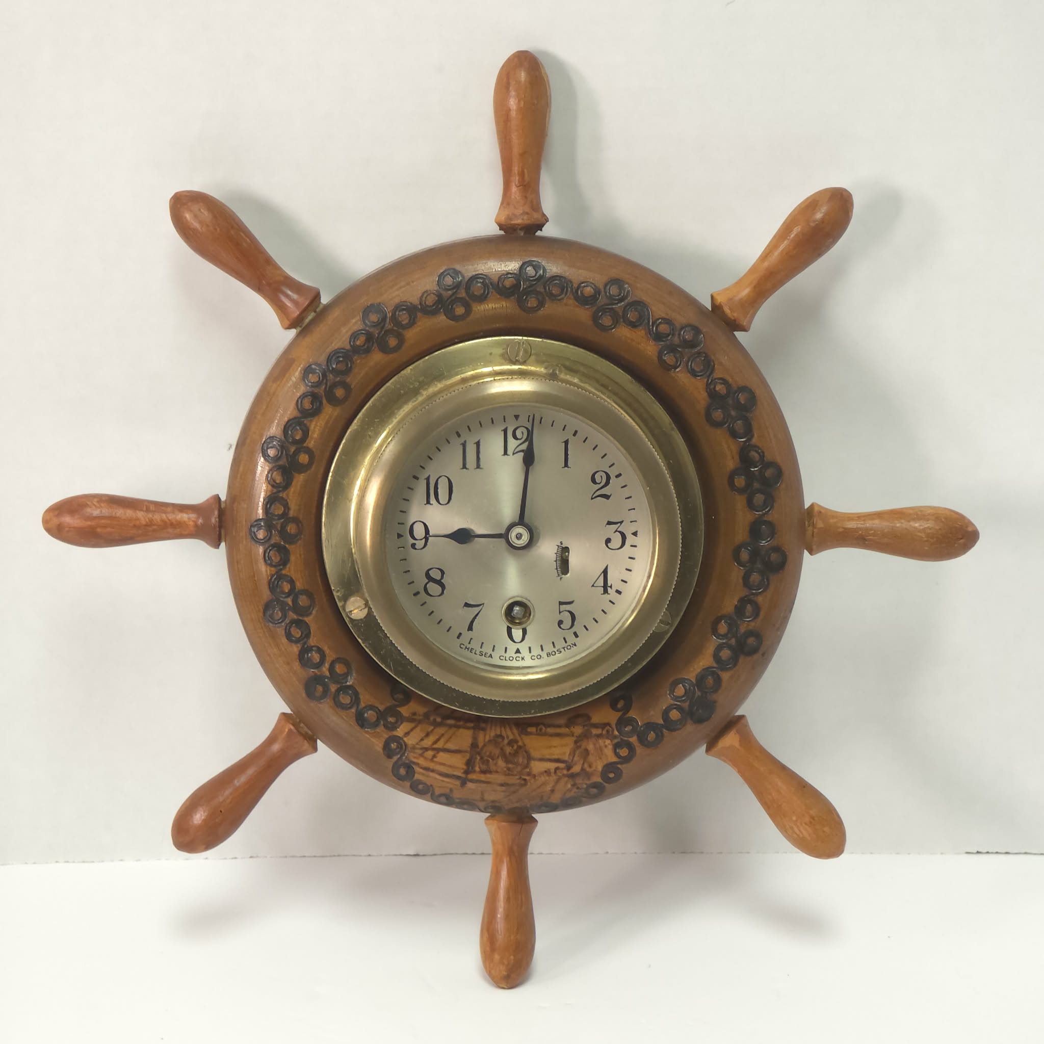 Chelsea Clock Co Boston Ship Wheel Clock – Nautical Brass Marine
