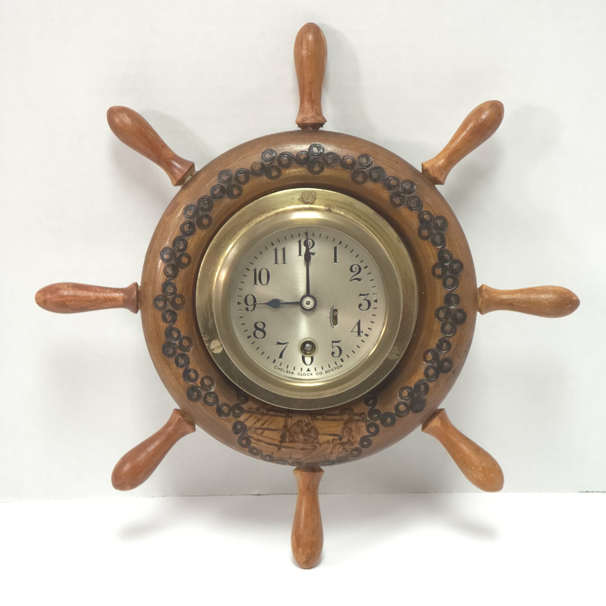 Chelsea Clock Co Boston Ship Wheel Clock – Nautical Brass Marine