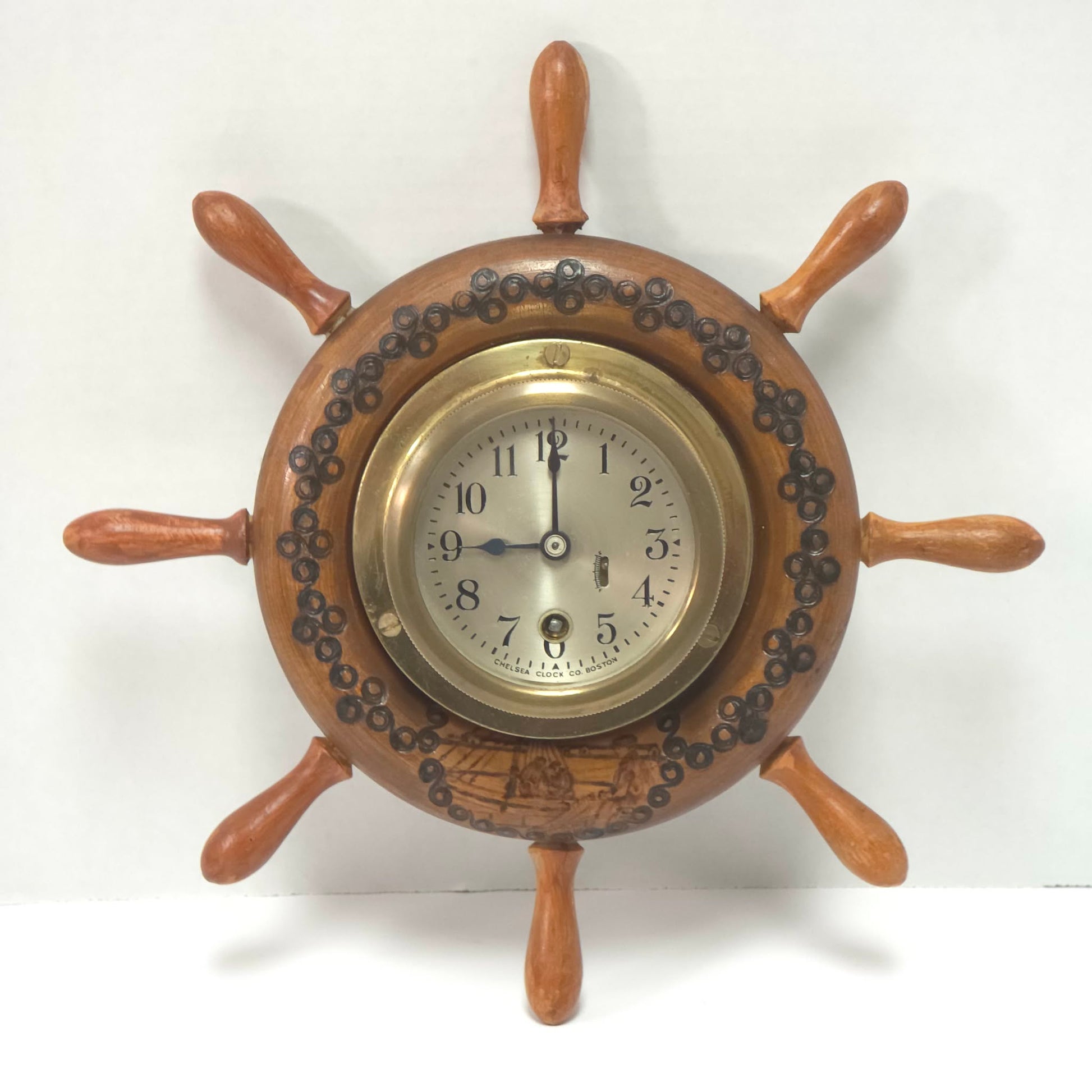 Chelsea Clock Co Boston Ship Wheel Clock – Nautical Brass Marine Clock