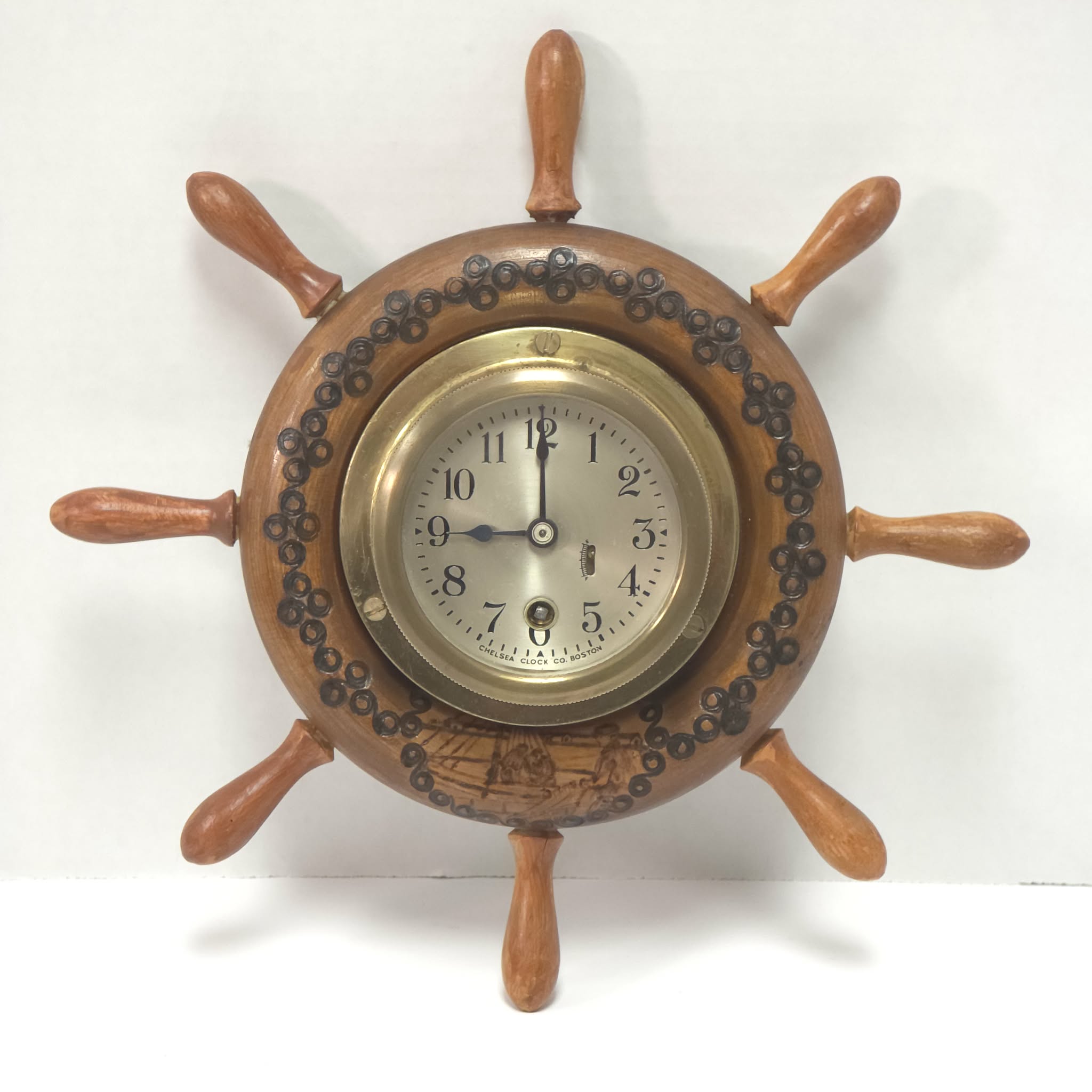 Chelsea Clock Co Boston Ship Wheel Clock – Nautical Brass Marine