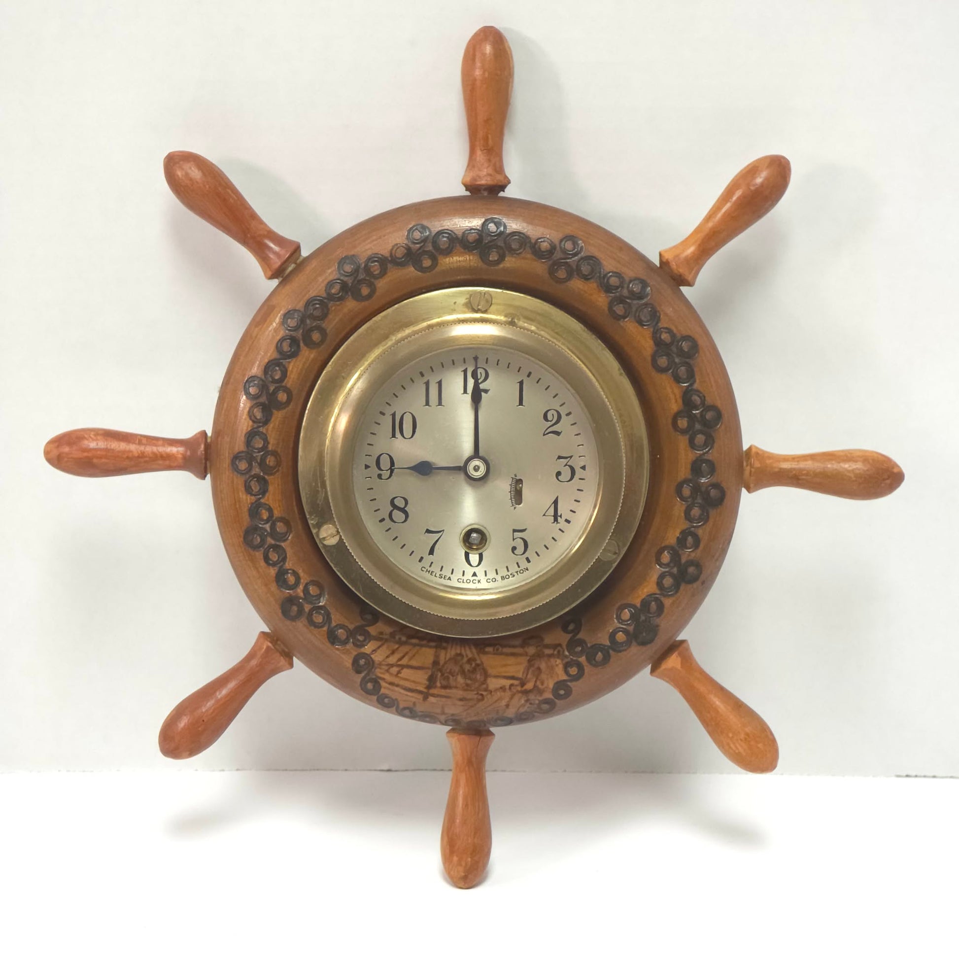 Chelsea Clock Co Boston Ship Wheel Clock – Nautical Brass Marine Clock