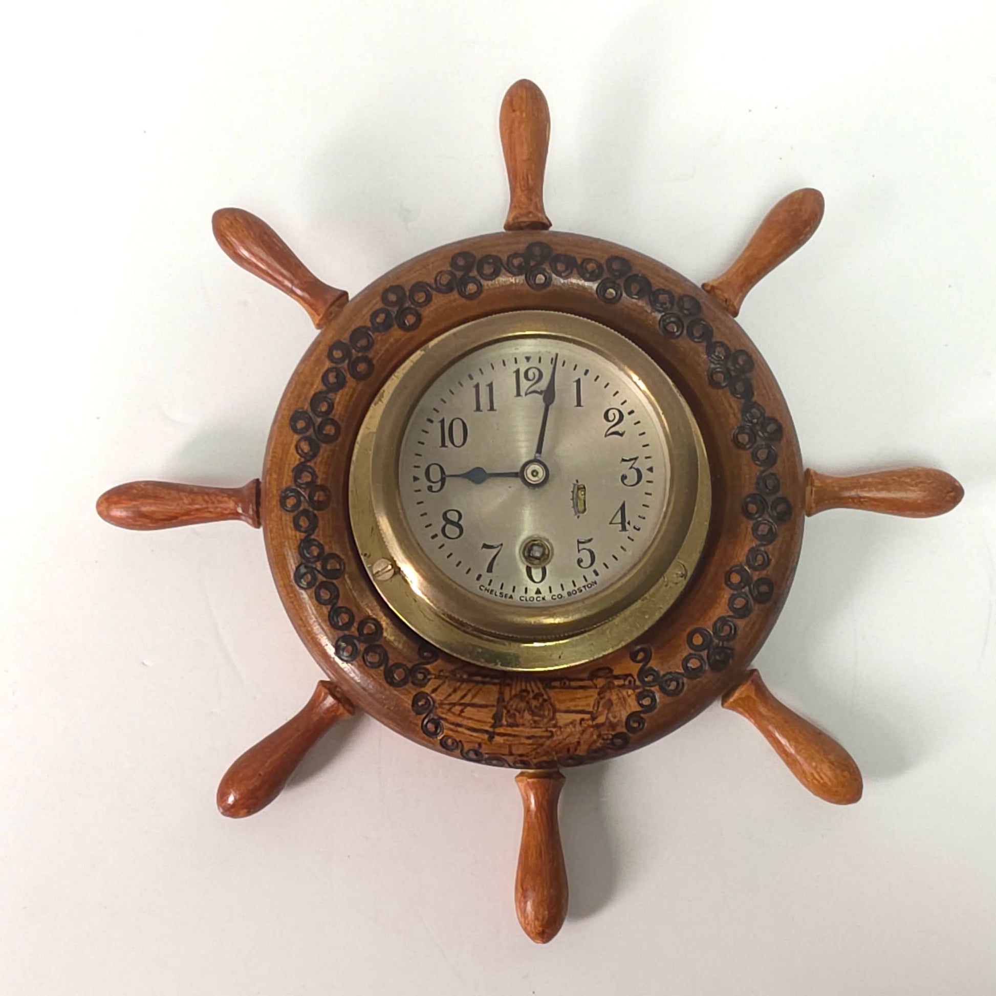 Chelsea Clock Co Boston Ship Wheel Clock – Nautical Brass Marine Clock