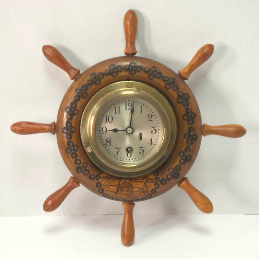 Chelsea Clock Co Boston Ship Wheel Clock – Nautical Brass Marine Clock
