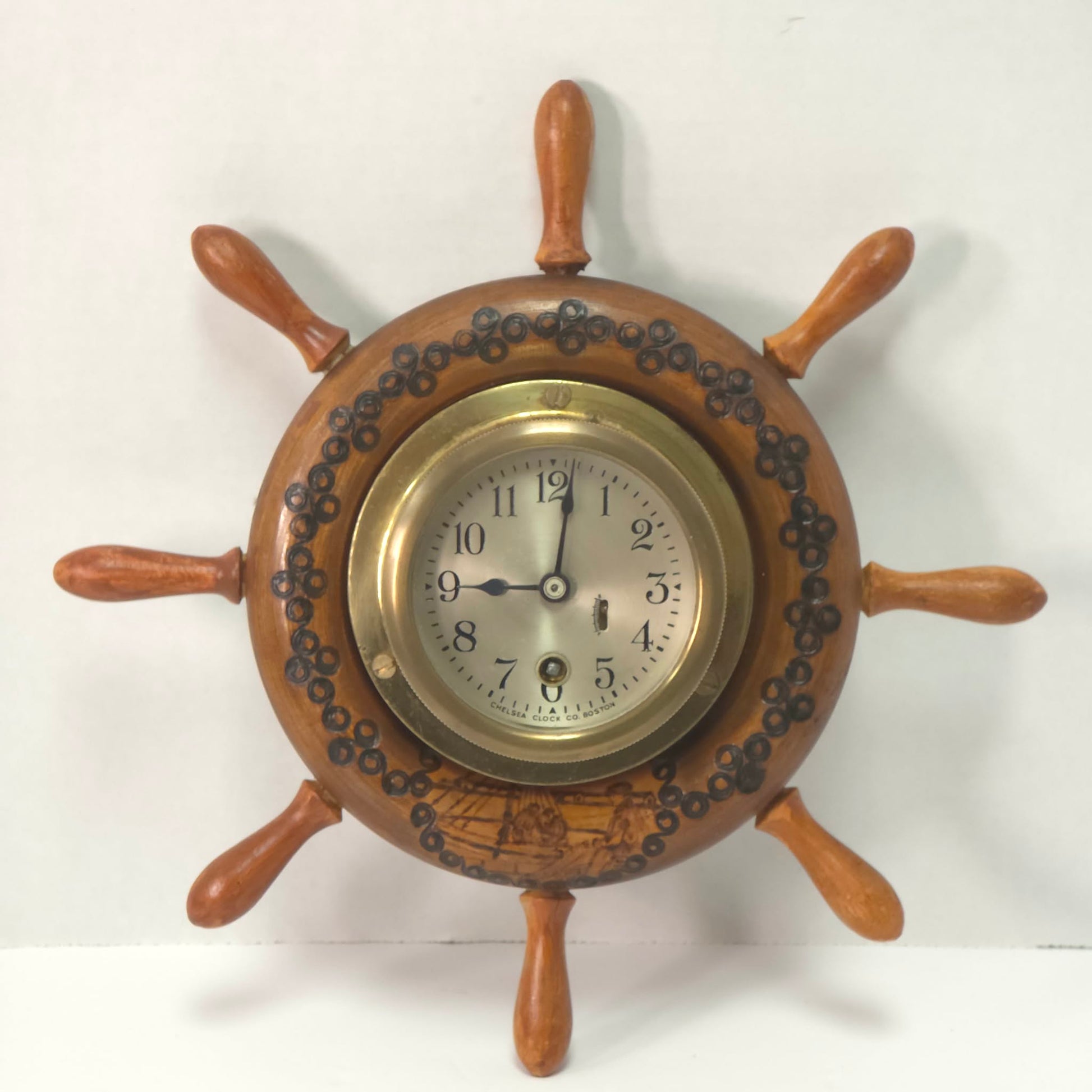 Chelsea Clock Co Boston Ship Wheel Clock – Nautical Brass Marine Clock