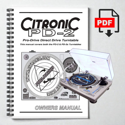 Citronic PD-2 turntable owners manual with PDF icon on a white background