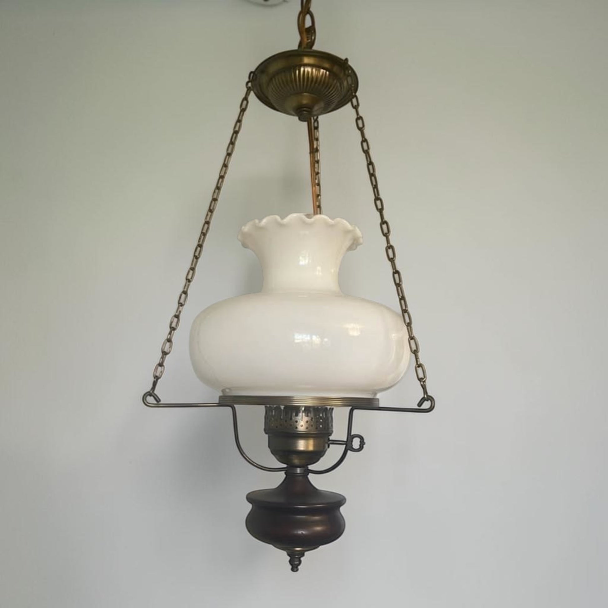 Classic mid-century modern milk glass pendant lamp