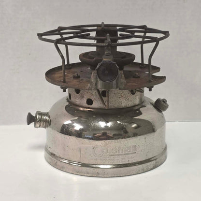 1962 Canadian Coleman Model 500 camp stove with Kit 1 stencil remnants and nickel finish.
