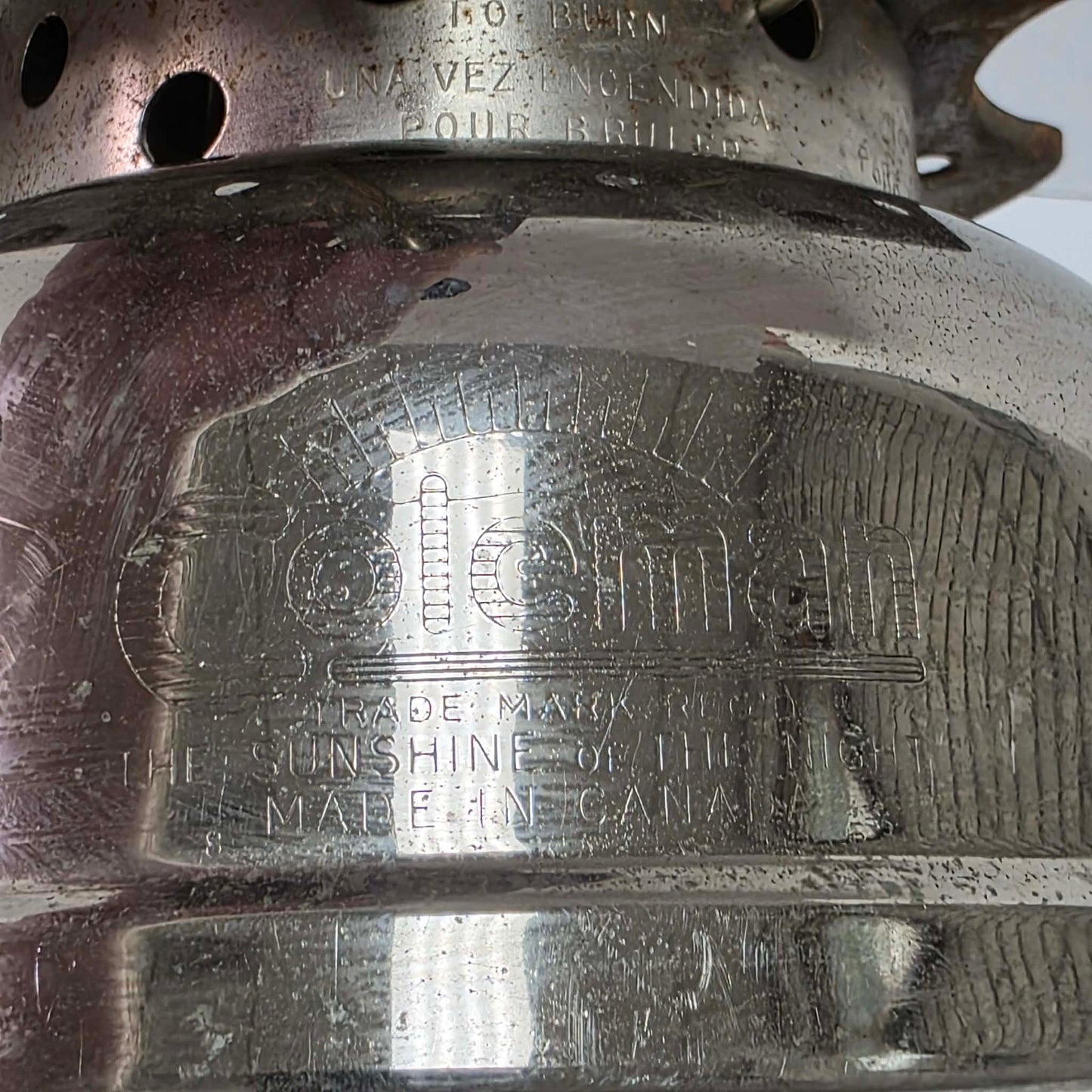 1962 Canadian Coleman Model 500 camp stove with Kit 1 stencil remnants and nickel finish.
