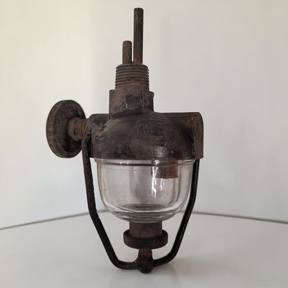 Antique HE T0-9165 fuel sediment bowl used on vintage tractors and hit and miss engines with glass fuel filter bowl.