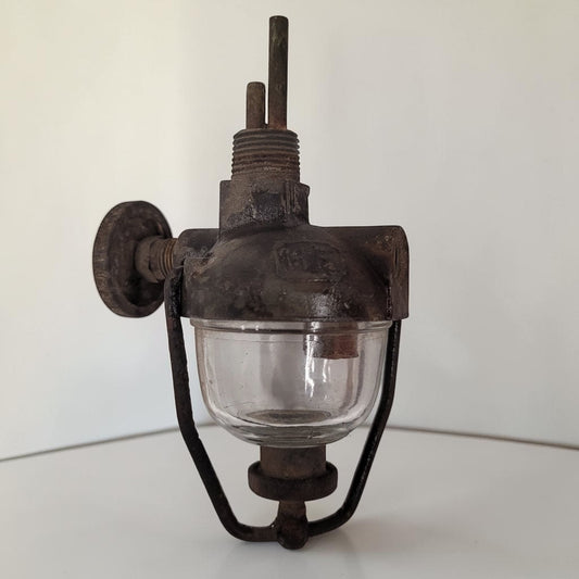 Antique HE T0-9165 fuel sediment bowl used on vintage tractors and hit and miss engines with glass fuel filter bowl.