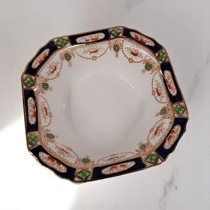 Vintage 1910s Hughes And Son Square Bowl Imperial Derby Pattern