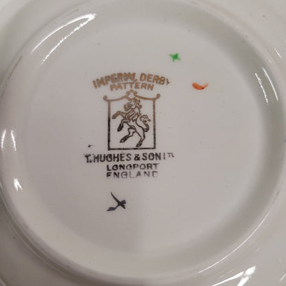 Vintage 1910s Hughes And Son Square Bowl Imperial Derby Pattern
