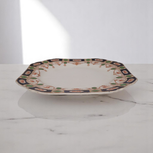 Vintage 1910s Hughes And Son Square 8.5 " Plate Royal Derby Pattern Made In Longport England 