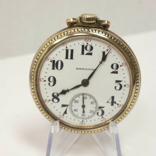 Hamilton 974 Railway Grade Pocket Watch 17 Jewels Gold Filled Keystone