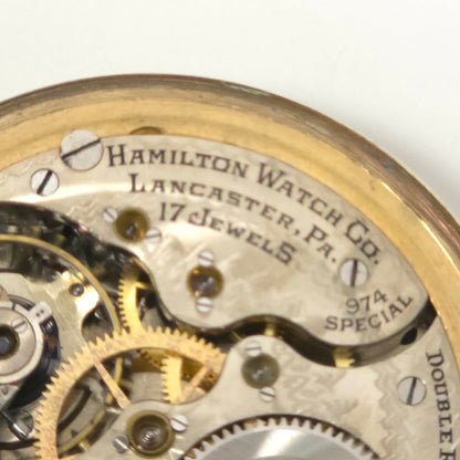 Hamilton 974 Railway Grade Pocket Watch 17 Jewels Gold Filled Keystone