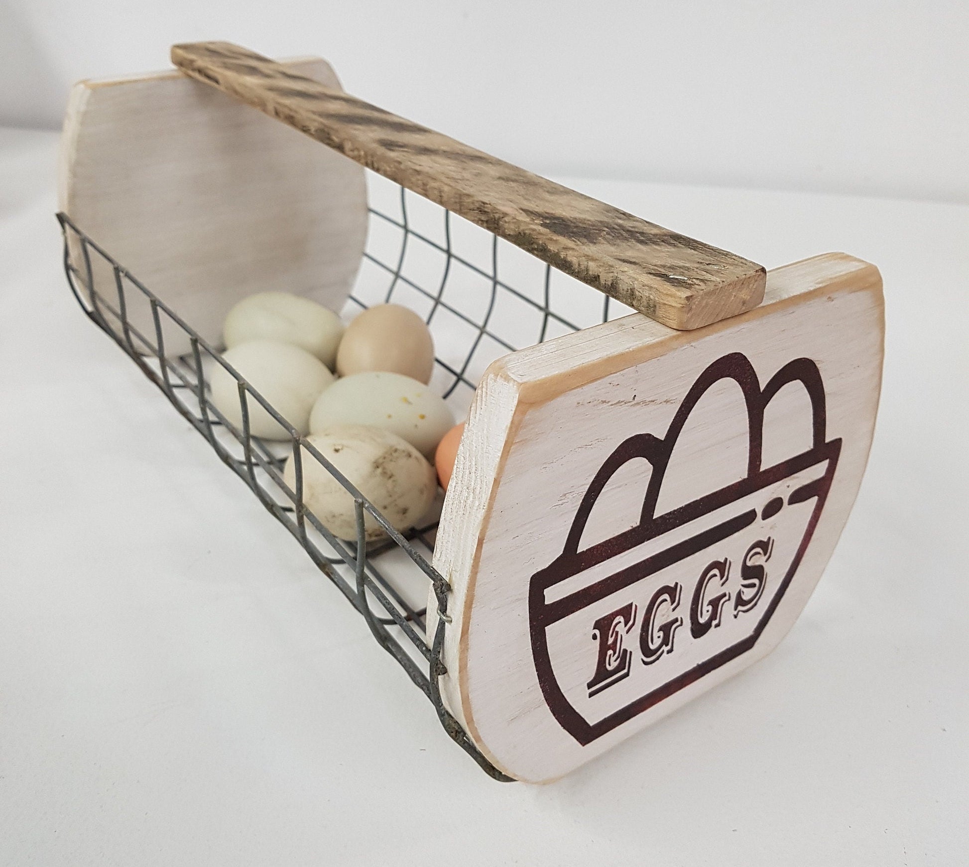 Wooden Wire Egg Basket Garden Harvest Basket Farmhouse Decor