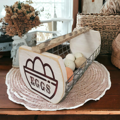Wooden Wire Egg Basket Garden Harvest Basket Farmhouse Decor