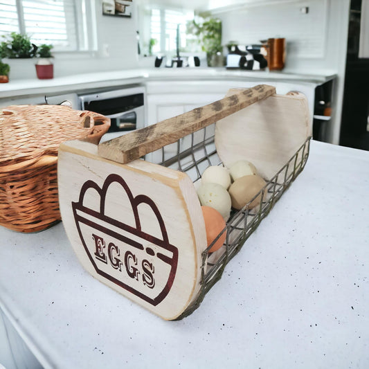 Wooden Wire Egg Basket Garden Harvest Basket Farmhouse Decor