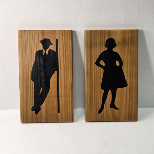 Handmade Wooden His & Hers Bathroom Signs – Rustic Restroom Decor
