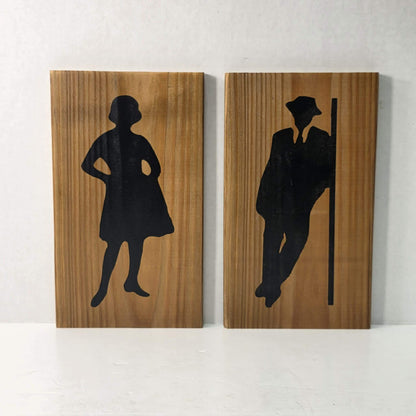 Handmade Wooden His & Hers Bathroom Signs – Rustic Restroom Decor 