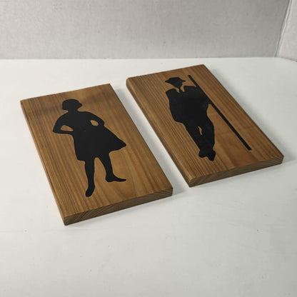 Handmade Wooden His & Hers Bathroom Signs – Rustic Restroom Decor
