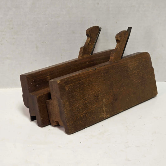 Antique J. Dawson Montreal tongue and groove wooden molding plane match set.
