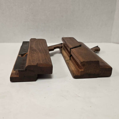 Antique J. Dawson Montreal tongue and groove wooden molding plane match set.
