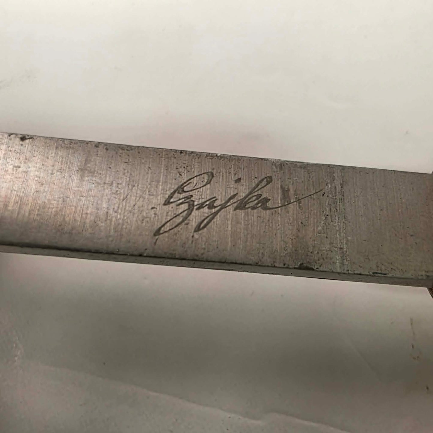 A rare signed set of eight Józef Gajka European woodturning chisels showcasing traditional Polish toolmaking craftsmanship.