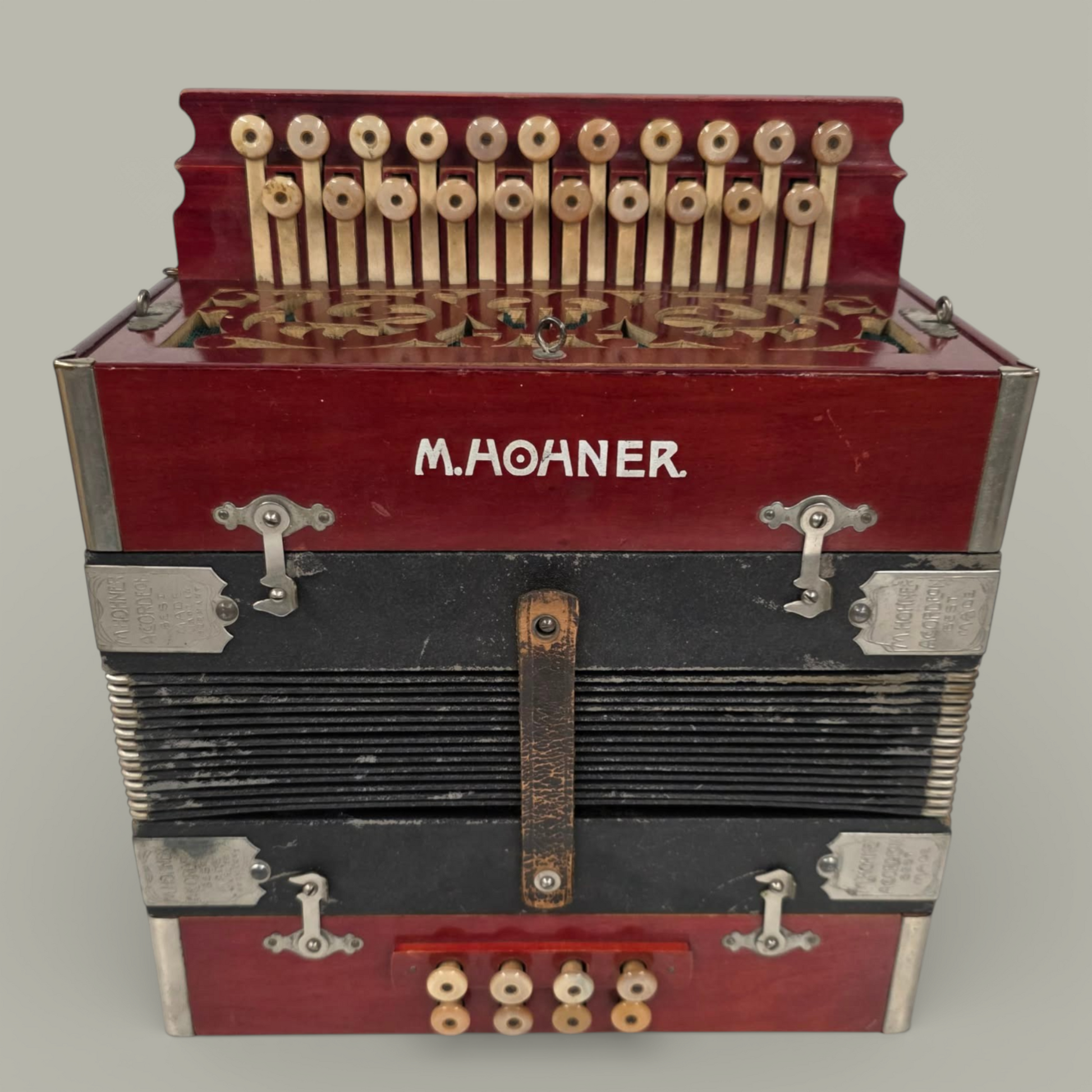 Antique M. Hohner 8-Bass Button Accordion – G-C Chord