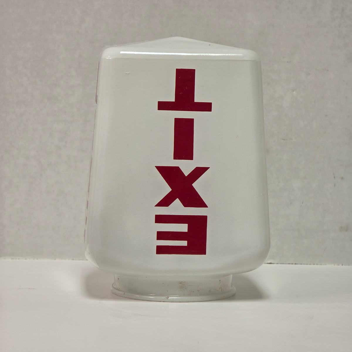 Three-sided antique Art Deco theater exit lamp shade in milk glass
