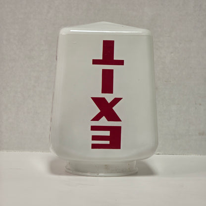 Three-sided antique Art Deco theater exit lamp shade in milk glass
